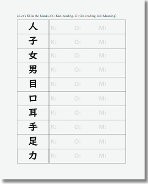 日本語カフェeラーニングのワークシート