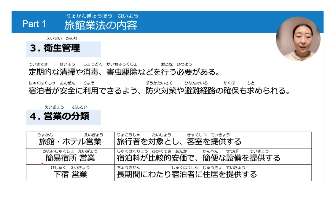 旅館業法の解説動画で理解を深める