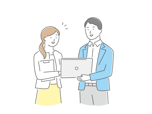 進捗状況を確認している社員