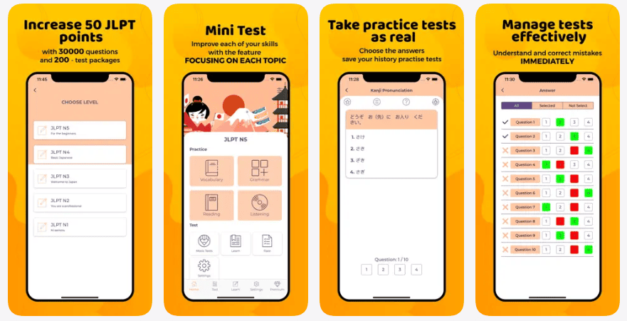 JLPT：Japanese Test Practiceのアプリのスクリーンショット