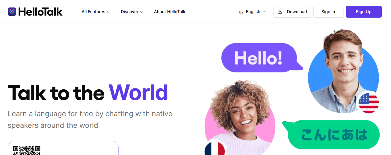 HelloTalkのトップ画面