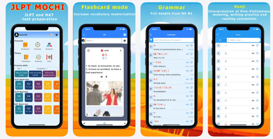 JLPT Mochi : N5-N1 JLPT Testのアプリ画面のスクリーンショット