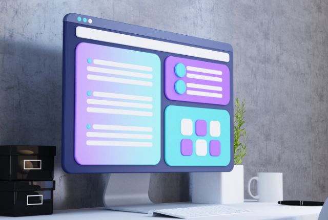 日本語学習サイトや文法練習アプリを表示したeラーニング用デスクトップ画面のイメージ